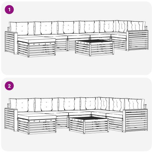 Комплекти дивани с възглавница 8 pcs Естествено и светло сиво