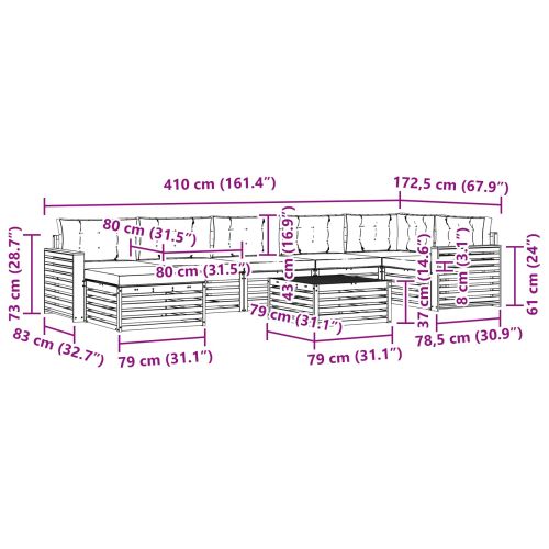 Комплекти дивани с възглавница 8 pcs Натурален и Антрацит
