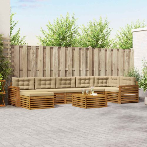 Комплекти дивани 8 pcs Натурален и Бежов Солидно акациево дърво
