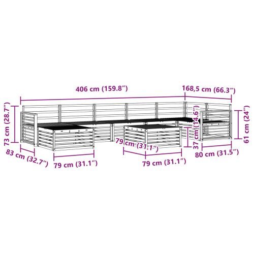 Комплекти дивани 8 pcs Естествен Солидно акациево дърво