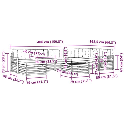 Комплекти дивани с възглавница 8 pcs Естествено и светло сиво