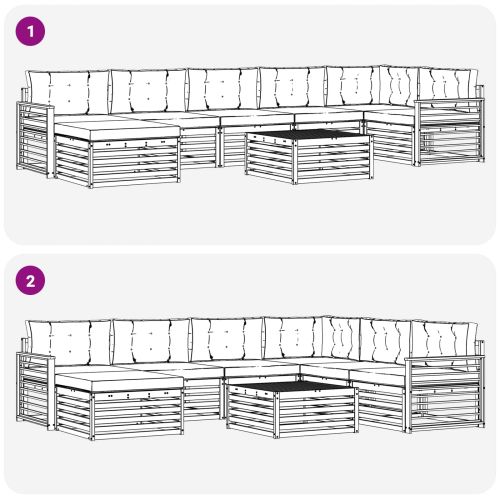 Комплекти дивани с възглавница 8 pcs Натурален и Антрацит