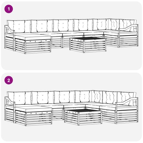 Комплекти дивани 8 pcs Натурален и Крема Солидно акациево дърво