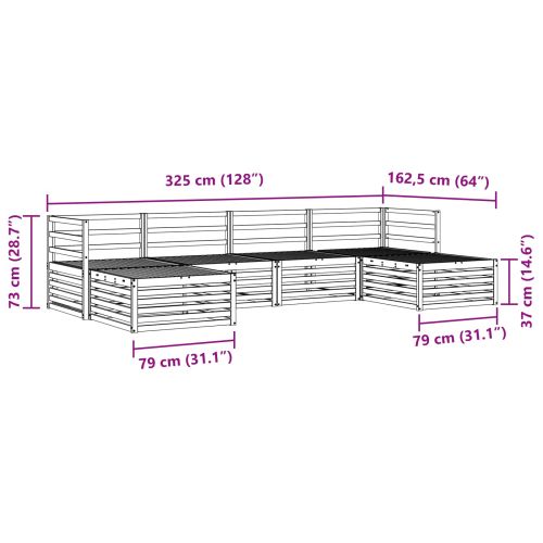 Комплекти дивани 6 pcs Естествен Солидно акациево дърво