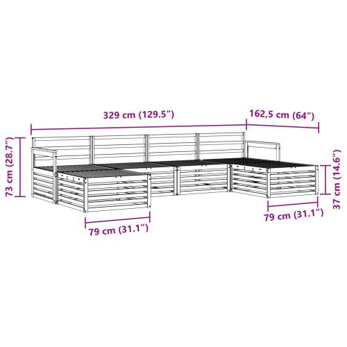 Комплекти дивани 6 pcs Естествен Солидно акациево дърво