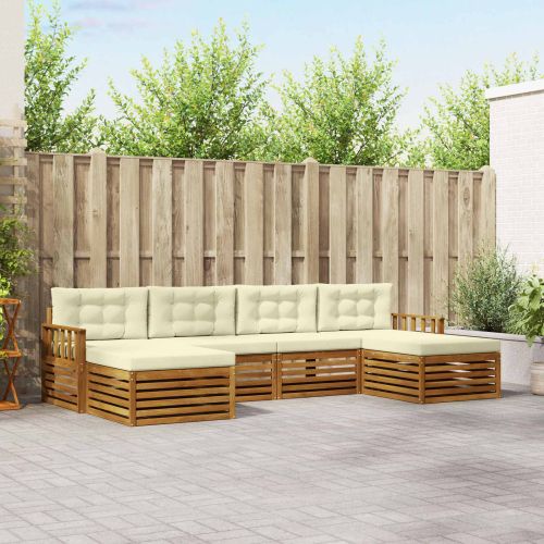 Комплекти дивани 6 pcs Натурален и Крема Солидно акациево дърво
