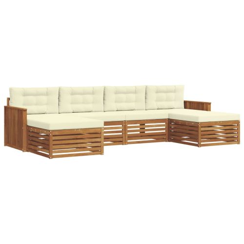 Комплекти дивани 6 pcs Натурален и Крема Солидно акациево дърво