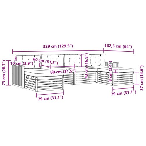 Комплекти дивани с възглавница 6 pcs Натурален и Антрацит