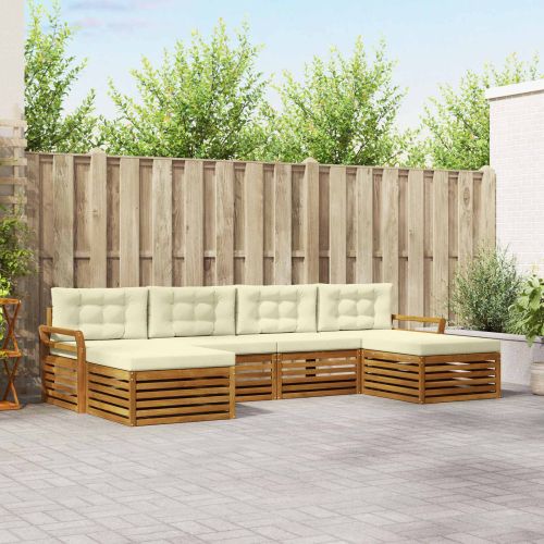 Комплекти дивани 6 pcs Натурален и Крема Солидно акациево дърво