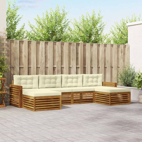 Комплекти дивани 6 pcs Натурален и Крема Солидно акациево дърво