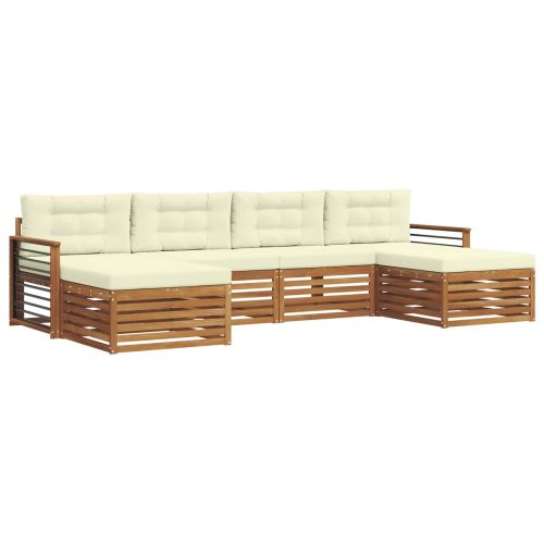Комплекти дивани 6 pcs Натурален и Крема Солидно акациево дърво