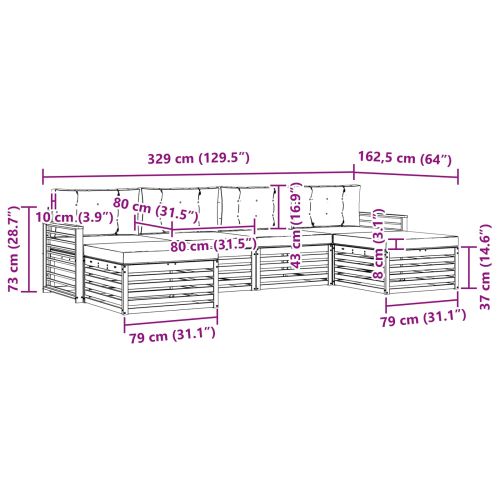 Комплекти дивани с възглавница 6 pcs Естествено и светло сиво