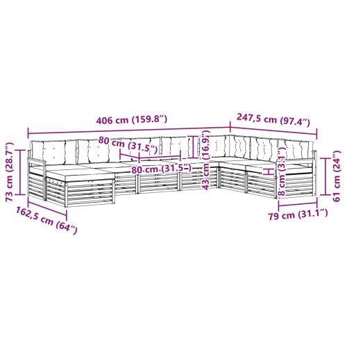 Комплекти дивани с възглавница 8 pcs Естествено и светло сиво