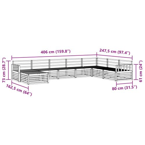 Комплекти дивани 8 pcs Естествен Солидно акациево дърво