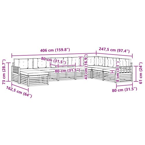 Комплекти дивани с възглавница 8 pcs Натурален и Антрацит