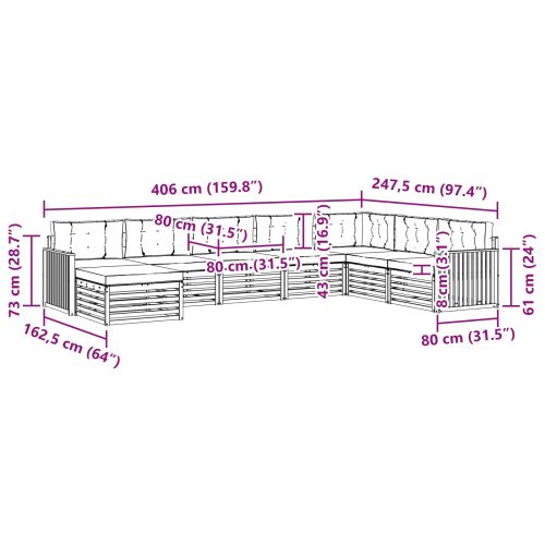 Комплекти дивани с възглавница 8 pcs Натурален и Антрацит