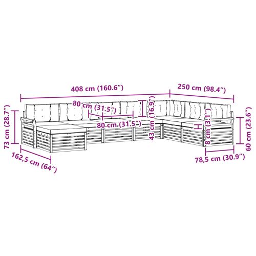 Комплекти дивани с възглавница 8 pcs Естествено и светло сиво