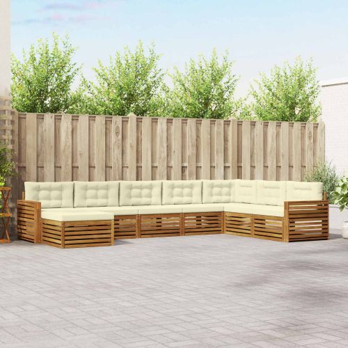 Комплекти дивани 8 pcs Натурален и Крема Солидно акациево дърво