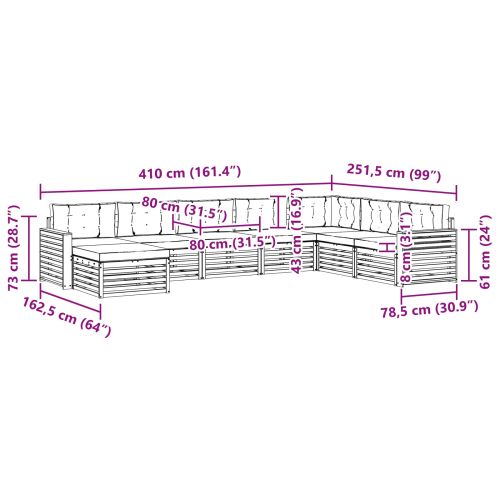 Комплекти дивани с възглавница 8 pcs Натурален и Антрацит