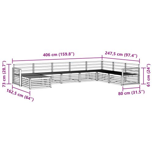 Комплекти дивани 8 pcs Естествен Солидно акациево дърво