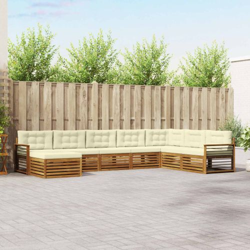 Комплекти дивани 8 pcs Натурален и Крема Солидно акациево дърво