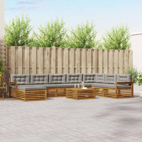 Комплекти дивани с възглавница 9 pcs Естествено и светло сиво