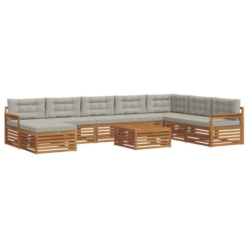 Комплекти дивани с възглавница 9 pcs Естествено и светло сиво