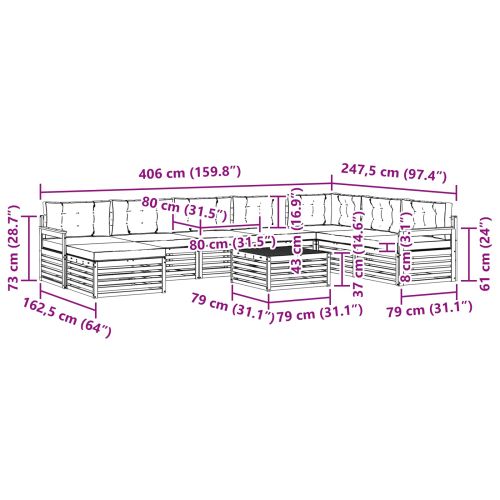 Комплекти дивани с възглавница 9 pcs Естествено и светло сиво