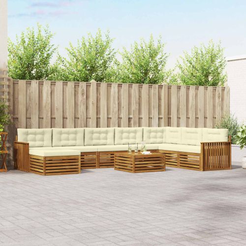 Комплекти дивани 9 pcs Натурален и Крема Солидно акациево дърво