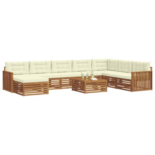 Комплекти дивани 9 pcs Натурален и Крема Солидно акациево дърво