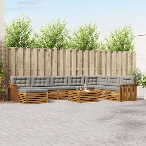 Комплекти дивани с възглавница 9 pcs Естествено и светло сиво