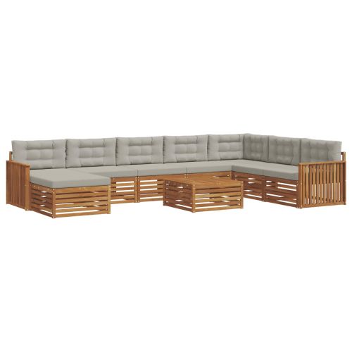 Комплекти дивани с възглавница 9 pcs Естествено и светло сиво