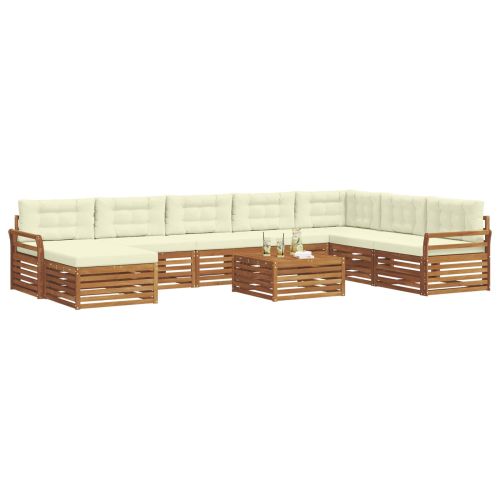 Комплекти дивани 9 pcs Натурален и Крема Солидно акациево дърво