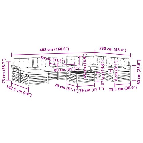 Комплекти дивани с възглавница 9 pcs Естествено и светло сиво