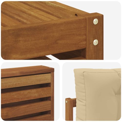 Комплекти дивани 9 pcs Натурален и Бежов Солидно акациево дърво