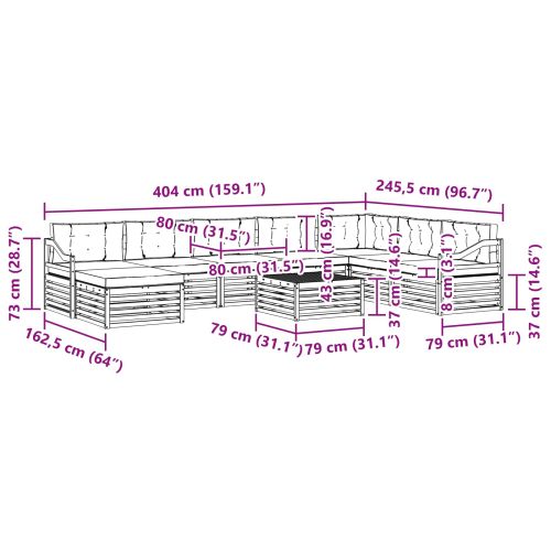 Комплекти дивани 9 pcs Натурален и Бежов Солидно акациево дърво