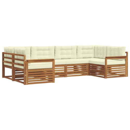 Комплекти дивани 6 pcs Натурален и Крема Солидно акациево дърво