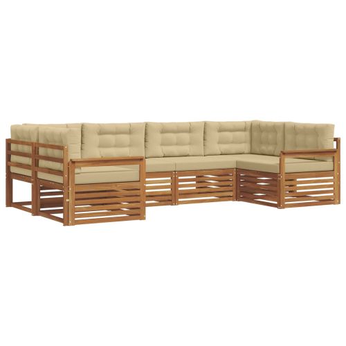 Комплекти дивани 6 pcs Натурален и Бежов Солидно акациево дърво