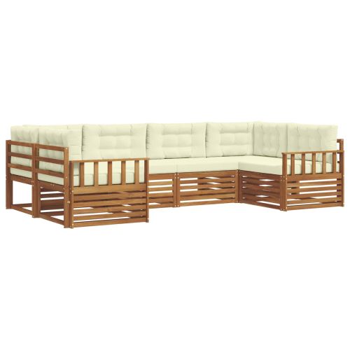 Комплекти дивани 6 pcs Натурален и Крема Солидно акациево дърво