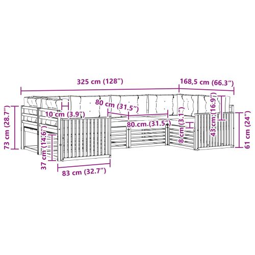 Комплекти дивани 6 pcs Натурален и Крема Солидно акациево дърво