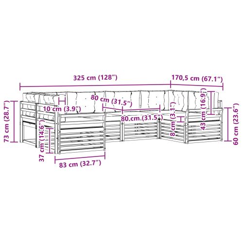 Комплекти дивани 6 pcs Натурален и Крема Солидно акациево дърво
