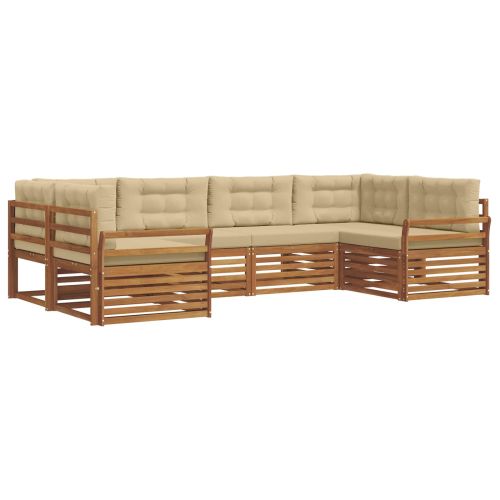 Комплекти дивани 6 pcs Натурален и Бежов Солидно акациево дърво