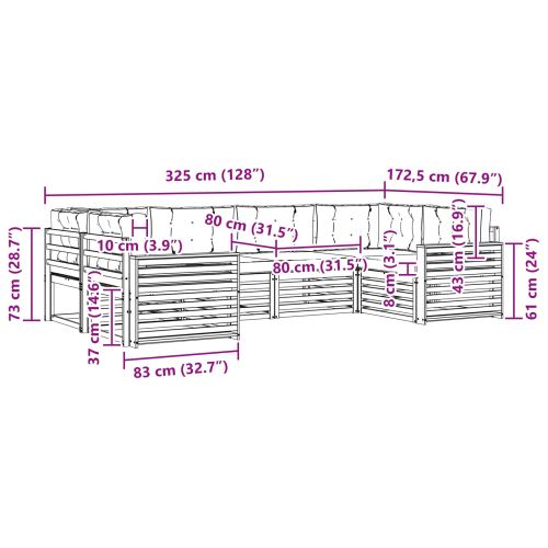 Комплекти дивани 6 pcs Натурален и Бежов Солидно акациево дърво