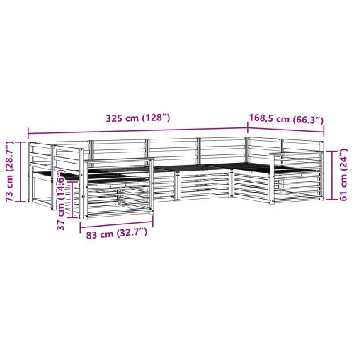 Комплекти дивани 6 pcs Естествен Солидно акациево дърво