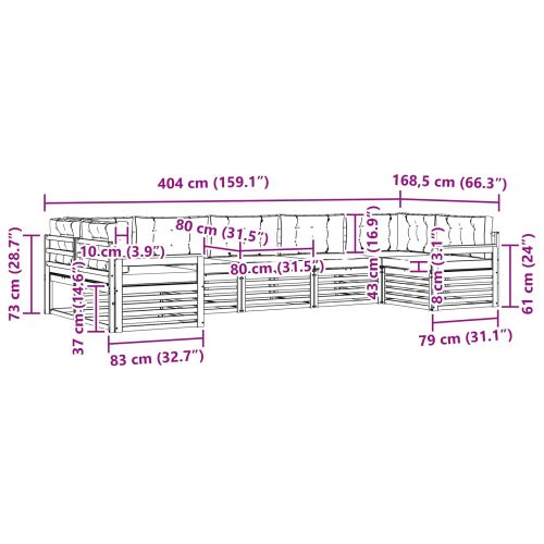 Комплекти дивани 7 pcs Натурален и Крема Солидно акациево дърво