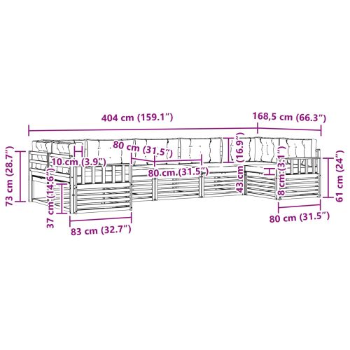 Комплекти дивани 7 pcs Натурален и Крема Солидно акациево дърво