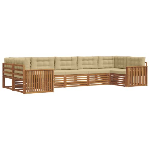 Комплекти дивани 7 pcs Натурален и Бежов Солидно акациево дърво