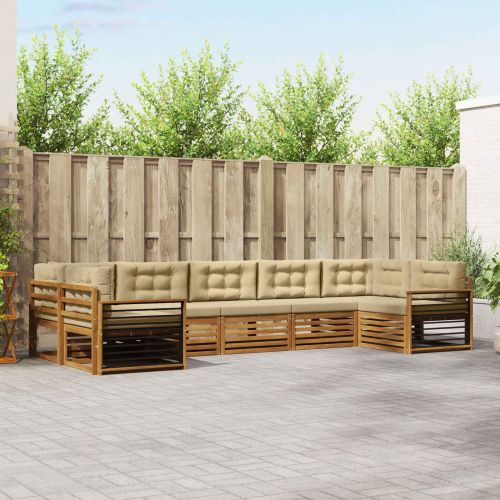 Комплекти дивани 7 pcs Натурален и Бежов Солидно акациево дърво