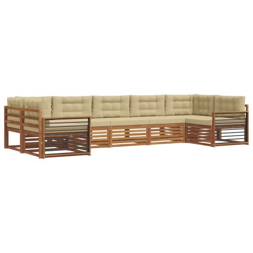 Комплекти дивани 7 pcs Натурален и Бежов Солидно акациево дърво