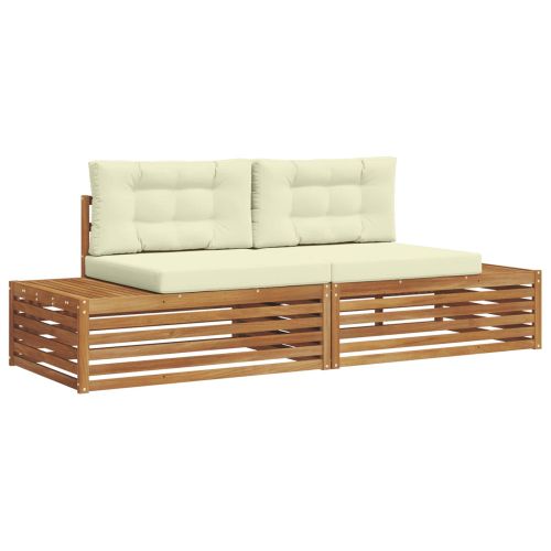 Комплект дивани за открито 2 Брой Натурален и Крема